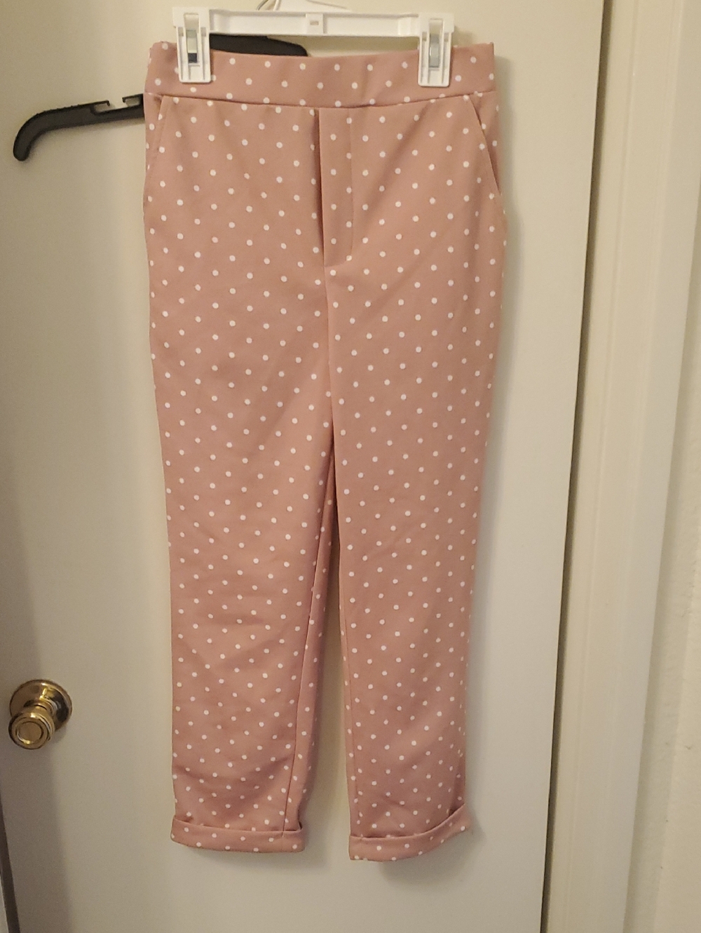 SHEIN EMERY ROSE Pink Polka Dot Capri Pants